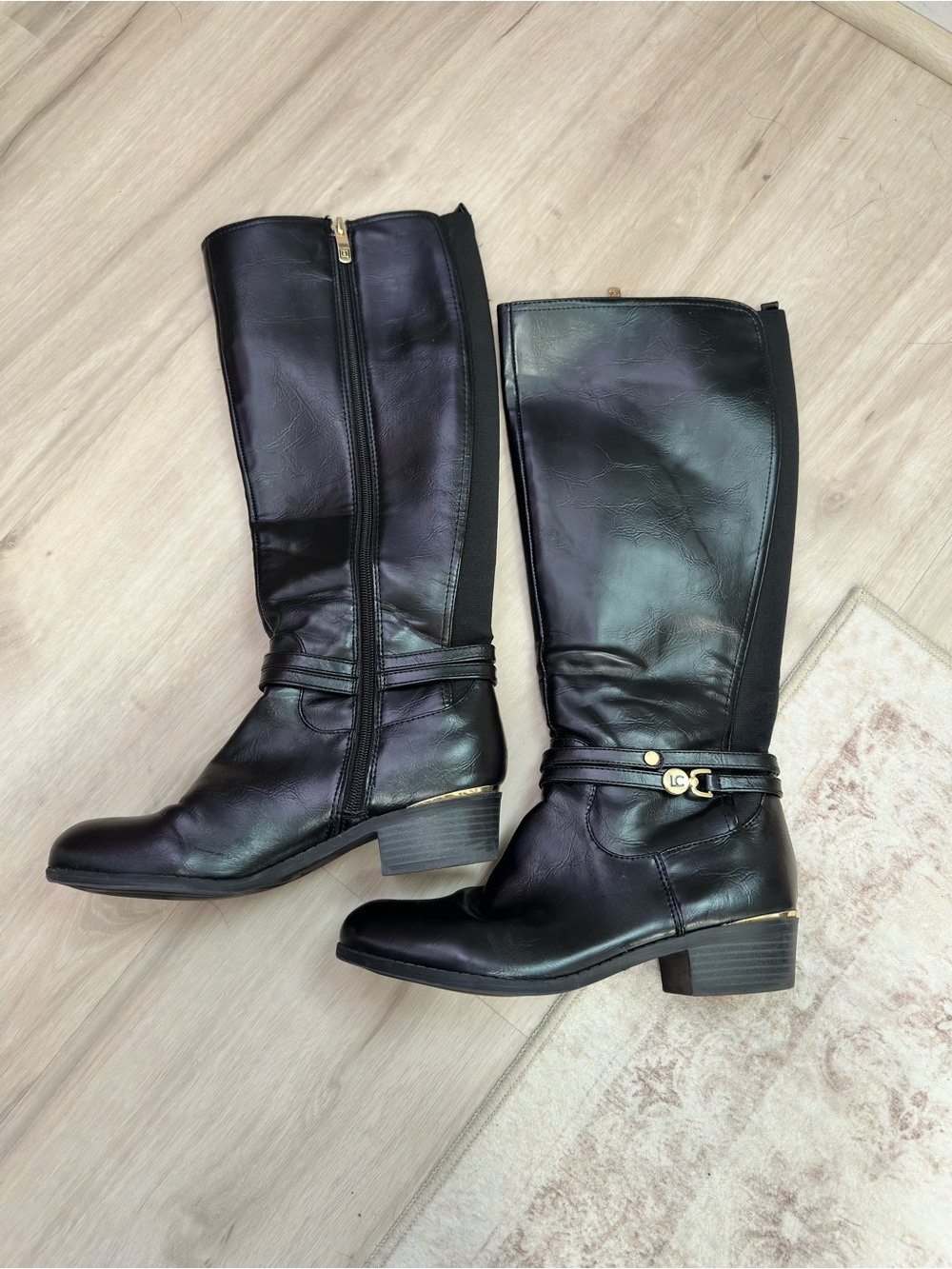 Liz Claiborne Tacca Black Tall Riding Boots Equestrian Preppy Size 7M